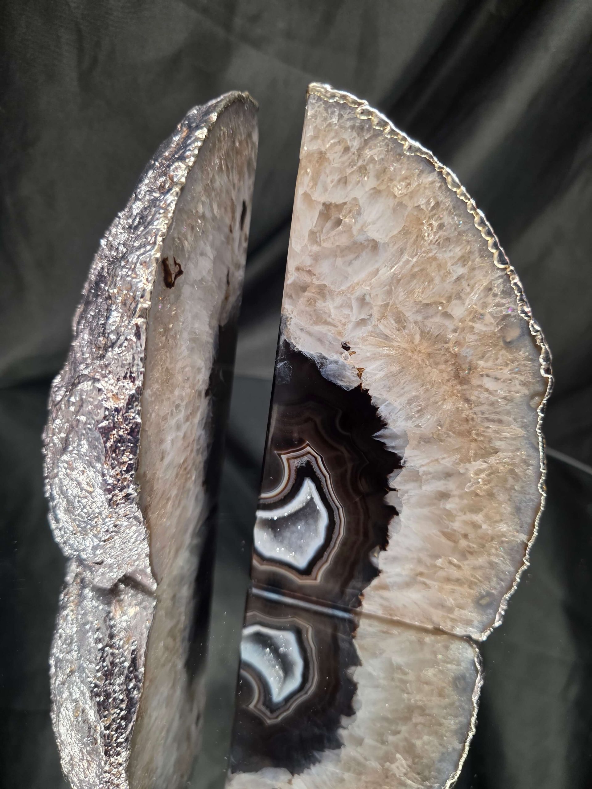 Black Agate Silver Edge Microcrystalline Quartz Premium Bookends 1 Ornament Handpicked Size 1.795kg H15xW17xD6cm - Image 14