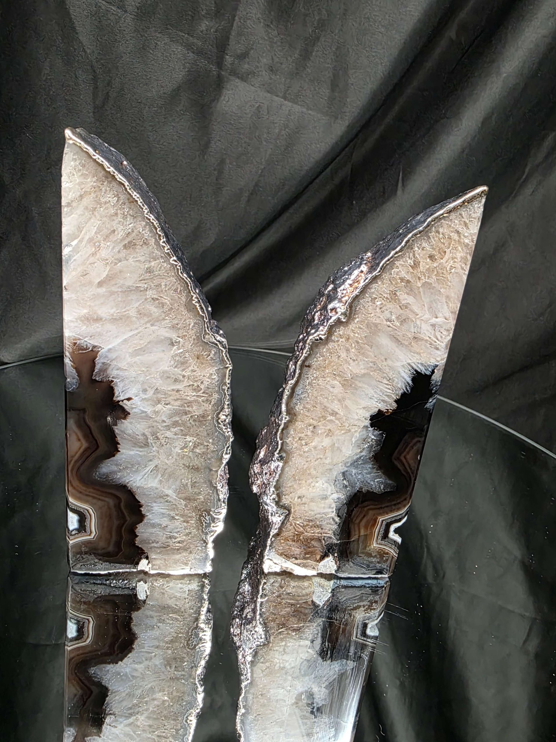 Black Agate Silver Edge Microcrystalline Quartz Premium Bookends 1 Ornament Handpicked Size 1.795kg H15xW17xD6cm - Image 15