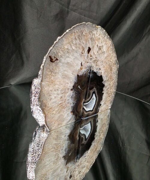 Black Agate Silver Edge Microcrystalline Quartz Premium Bookends 1 Ornament Handpicked Size 1.795kg H15xW17xD6cm - Image 3