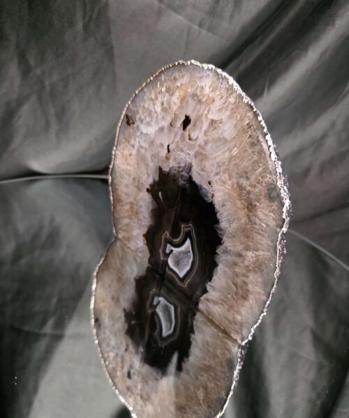 Black Agate Silver Edge Microcrystalline Quartz Premium Bookends 1 Ornament Handpicked Size 1.795kg H15xW17xD6cm - Image 4