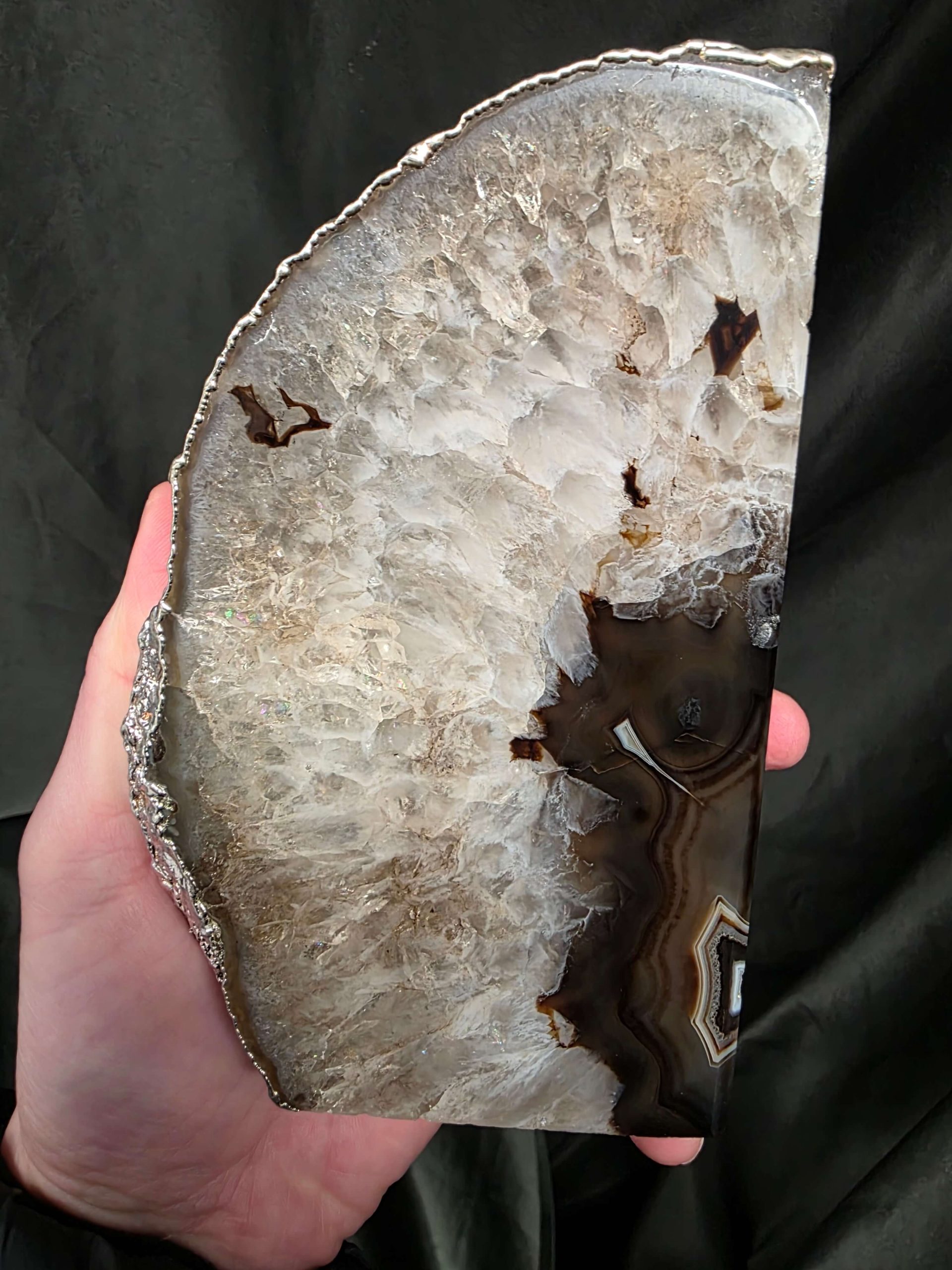 Black Agate Silver Edge Microcrystalline Quartz Premium Bookends 1 Ornament Handpicked Size 1.795kg H15xW17xD6cm - Image 8