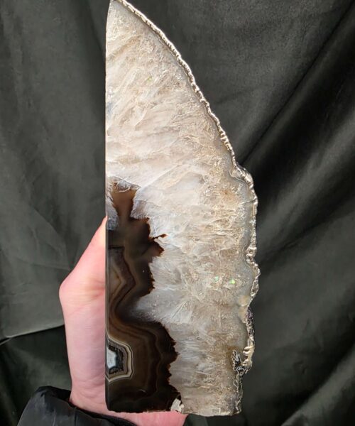 Black Agate Silver Edge Microcrystalline Quartz Premium Bookends 1 Ornament Handpicked Size 1.795kg H15xW17xD6cm - Image 9