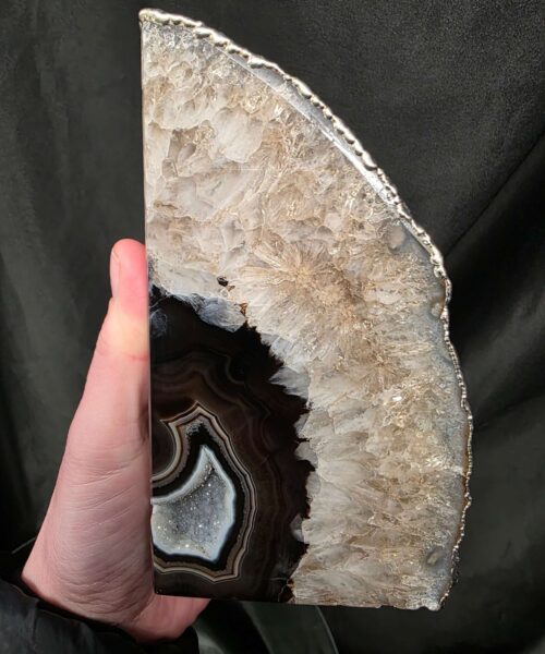 Black Agate Silver Edge Microcrystalline Quartz Premium Bookends 1 Ornament Handpicked Size 1.795kg H15xW17xD6cm - Image 10