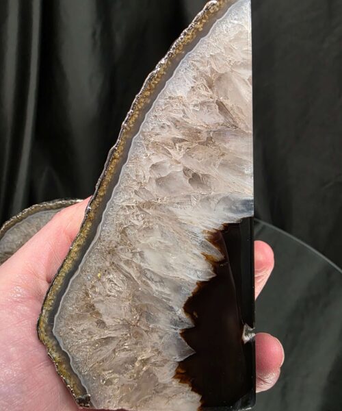 Black Agate Silver Edge Microcrystalline Quartz Premium Bookends 2 Ornament Handpicked Size 1.689kg H15xW17xD6cm - Image 11