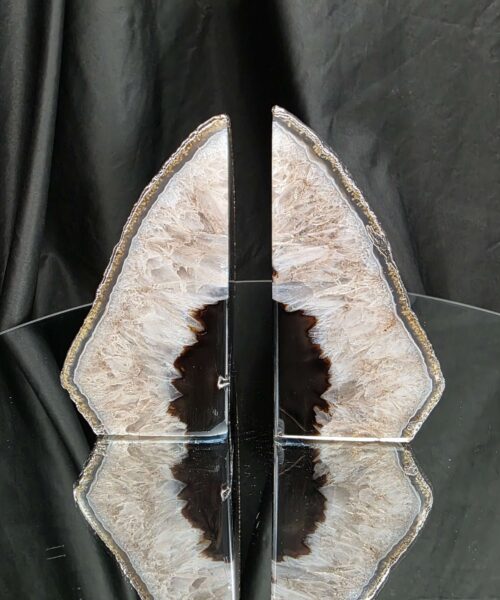Black Agate Silver Edge Microcrystalline Quartz Premium Bookends 2 Ornament Handpicked Size 1.689kg H15xW17xD6cm - Image 14