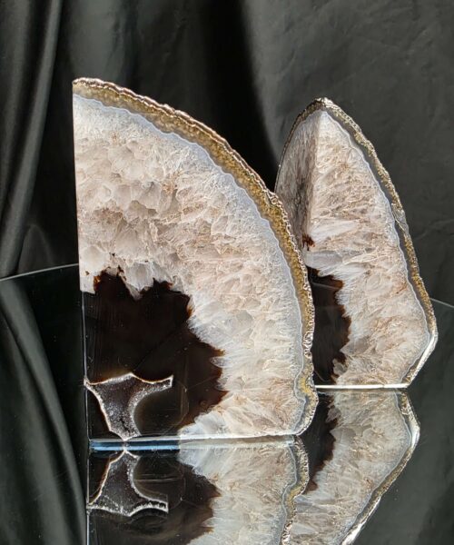 Black Agate Silver Edge Microcrystalline Quartz Premium Bookends 2 Ornament Handpicked Size 1.689kg H15xW17xD6cm - Image 15