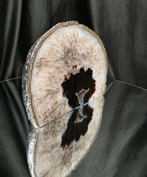 Black Agate Silver Edge Microcrystalline Quartz Premium Bookends 2 Ornament Handpicked Size 1.689kg H15xW17xD6cm - Image 3