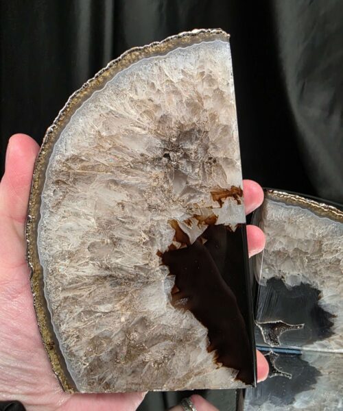 Black Agate Silver Edge Microcrystalline Quartz Premium Bookends 2 Ornament Handpicked Size 1.689kg H15xW17xD6cm - Image 8