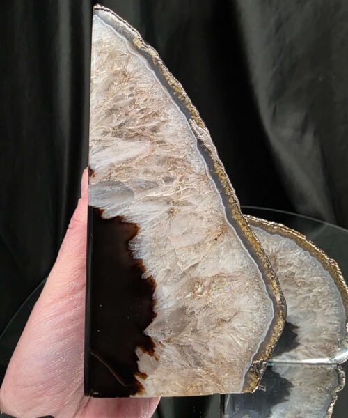 Black Agate Silver Edge Microcrystalline Quartz Premium Bookends 2 Ornament Handpicked Size 1.689kg H15xW17xD6cm - Image 9