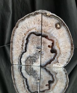 Black Agate Silver Edge Microcrystalline Quartz Premium Bookends 3 Ornament Handpicked Size 1.869kg H14xW15xD6cm