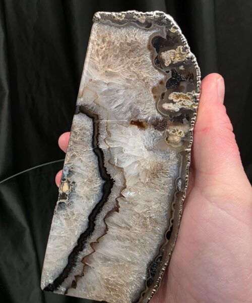 Black Agate Silver Edge Microcrystalline Quartz Premium Bookends 3 Ornament Handpicked Size 1.869kg H14xW15xD6cm - Image 11