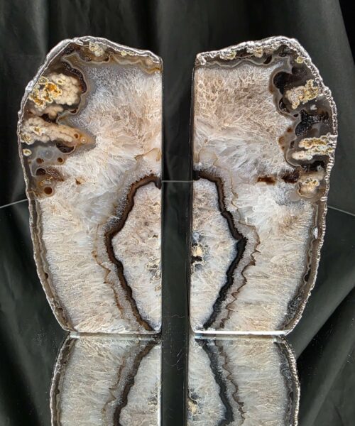 Black Agate Silver Edge Microcrystalline Quartz Premium Bookends 3 Ornament Handpicked Size 1.869kg H14xW15xD6cm - Image 14