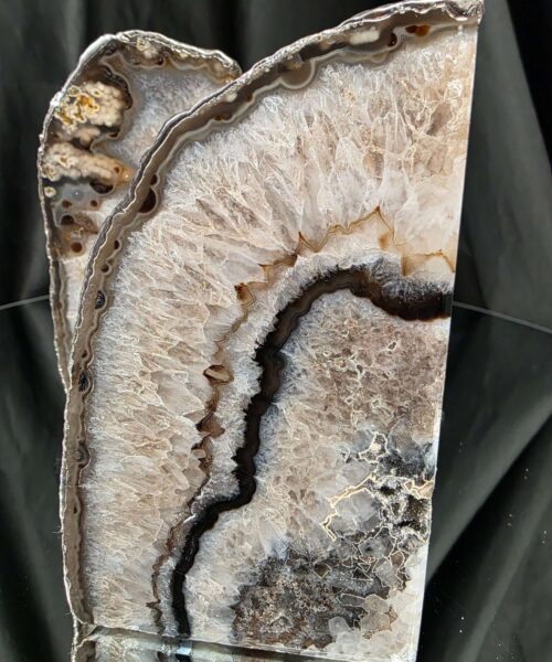 Black Agate Silver Edge Microcrystalline Quartz Premium Bookends 3 Ornament Handpicked Size 1.869kg H14xW15xD6cm - Image 15