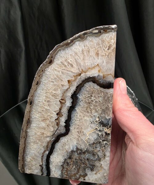 Black Agate Silver Edge Microcrystalline Quartz Premium Bookends 3 Ornament Handpicked Size 1.869kg H14xW15xD6cm - Image 10
