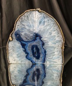 Blue Agate 24ct Gold Edge Microcrystalline Quartz Premium Bookends 1 Ornament Handpicked Size 2.178kg H14.5xW15xD6cm