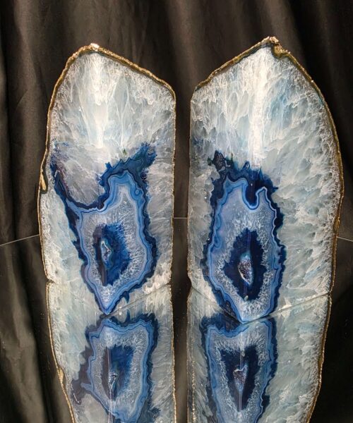Blue Agate 24ct Gold Edge Microcrystalline Quartz Premium Bookends 1 Ornament Handpicked Size 2.178kg H14.5xW15xD6cm - Image 15