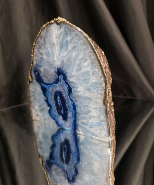 Blue Agate 24ct Gold Edge Microcrystalline Quartz Premium Bookends 1 Ornament Handpicked Size 2.178kg H14.5xW15xD6cm - Image 4