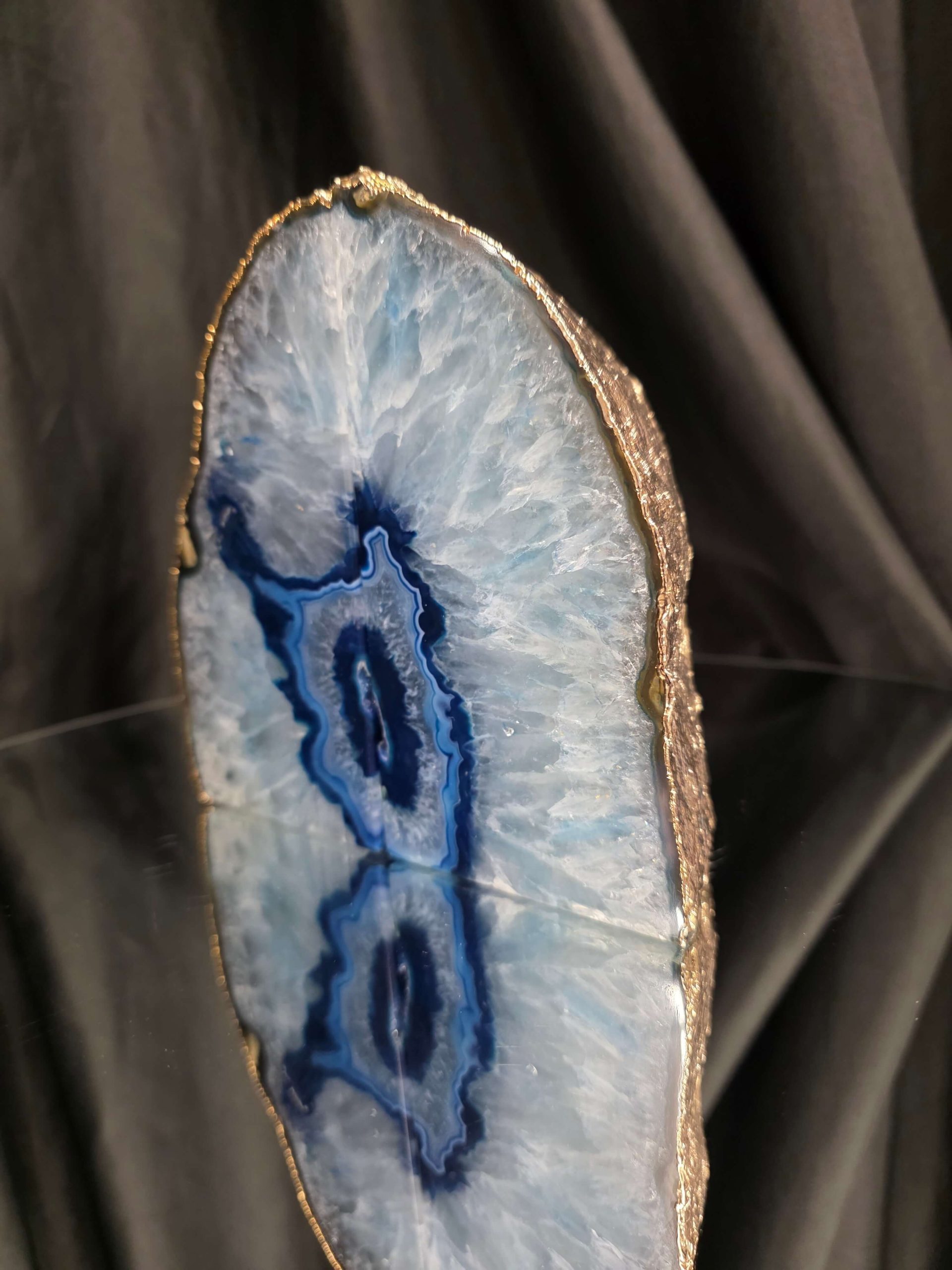 Blue Agate 24ct Gold Edge Microcrystalline Quartz Premium Bookends 1 Ornament Handpicked Size 2.178kg H14.5xW15xD6cm - Image 4