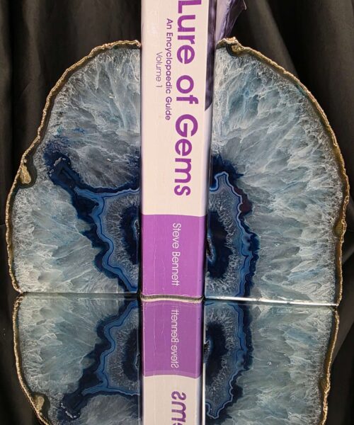 Blue Agate 24ct Gold Edge Microcrystalline Quartz Premium Bookends 1 Ornament Handpicked Size 2.178kg H14.5xW15xD6cm - Image 5