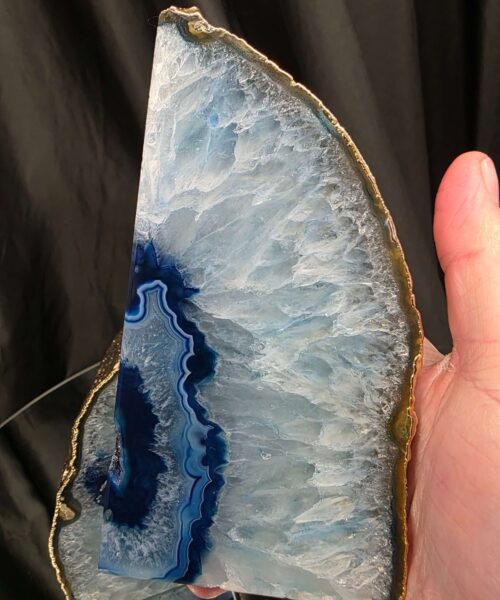 Blue Agate 24ct Gold Edge Microcrystalline Quartz Premium Bookends 1 Ornament Handpicked Size 2.178kg H14.5xW15xD6cm - Image 8