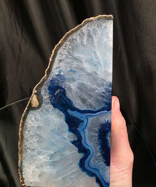 Blue Agate 24ct Gold Edge Microcrystalline Quartz Premium Bookends 1 Ornament Handpicked Size 2.178kg H14.5xW15xD6cm - Image 10