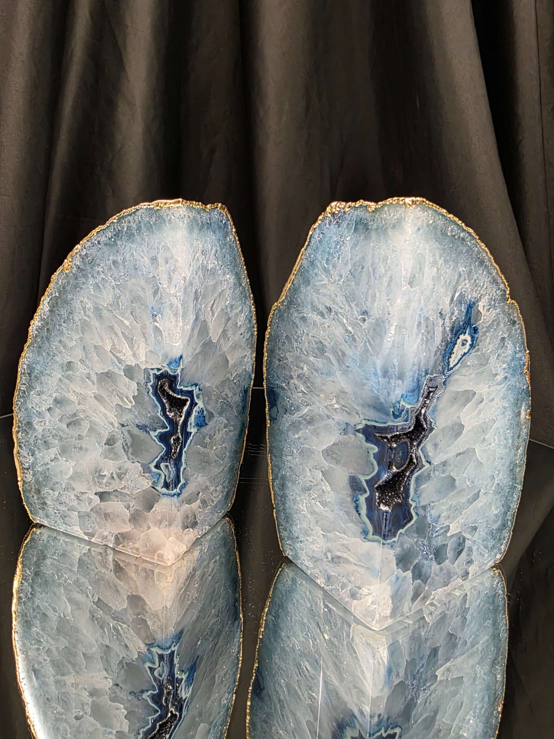 Blue Agate 24ct Gold Edge Microcrystalline Quartz Premium Bookends 2 Ornament Handpicked Size 1.796kg H13xW15xD6cm - Image 15