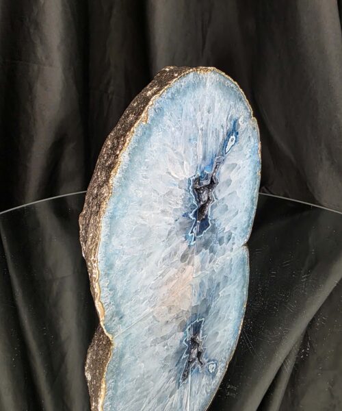 Blue Agate 24ct Gold Edge Microcrystalline Quartz Premium Bookends 2 Ornament Handpicked Size 1.796kg H13xW15xD6cm - Image 3