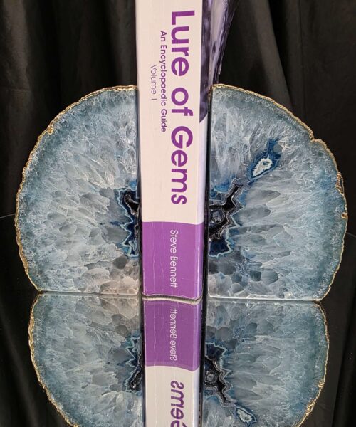Blue Agate 24ct Gold Edge Microcrystalline Quartz Premium Bookends 2 Ornament Handpicked Size 1.796kg H13xW15xD6cm - Image 5