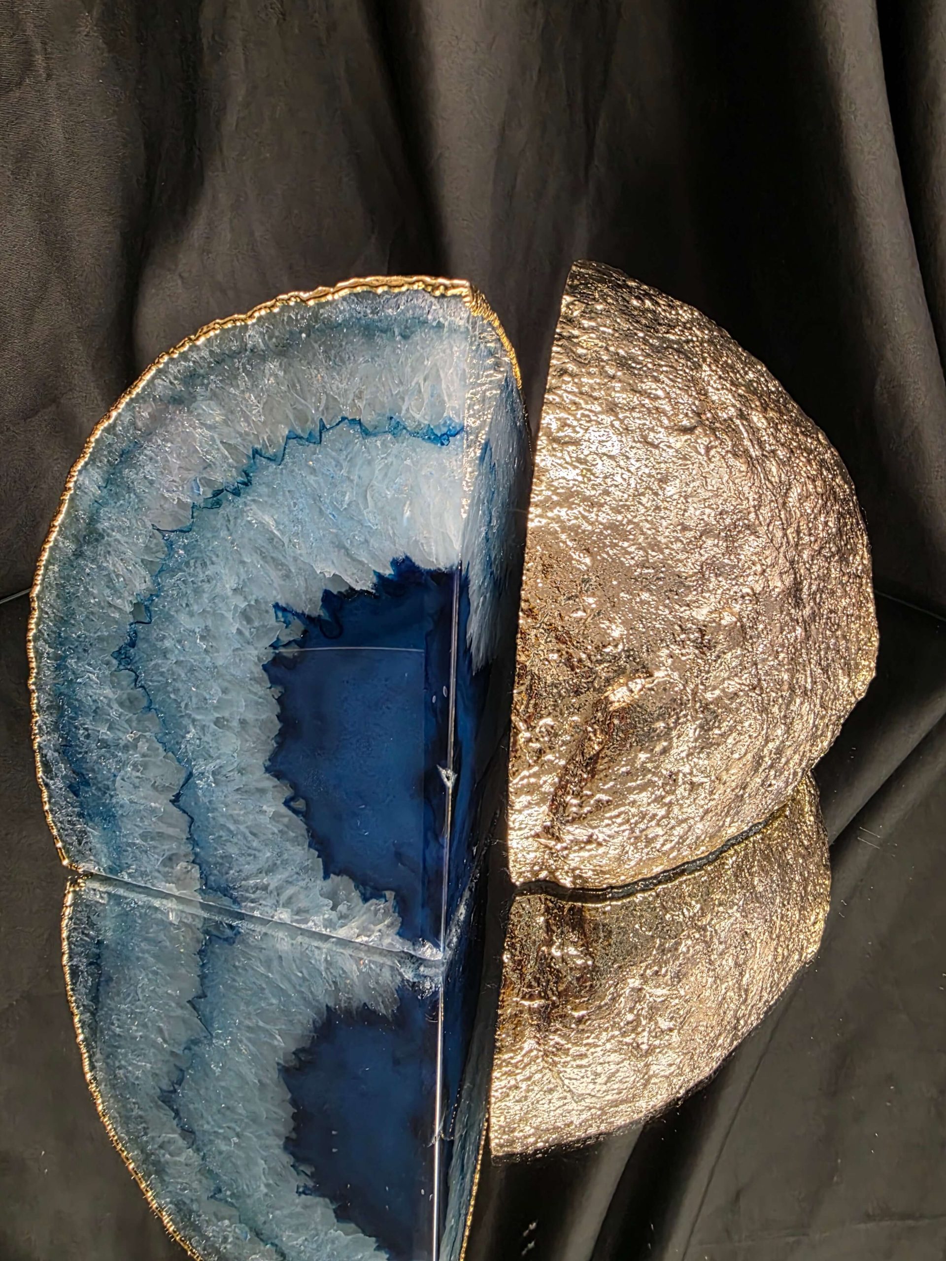 Blue Agate 24ct Gold Edge Microcrystalline Quartz Premium Bookends 3 Ornament Handpicked Size 2.226kg H13xW19xD9cm - Image 13