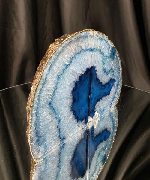 Blue Agate 24ct Gold Edge Microcrystalline Quartz Premium Bookends 3 Ornament Handpicked Size 2.226kg H13xW19xD9cm - Image 3