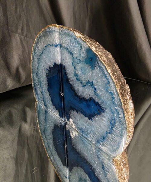 Blue Agate 24ct Gold Edge Microcrystalline Quartz Premium Bookends 3 Ornament Handpicked Size 2.226kg H13xW19xD9cm - Image 4
