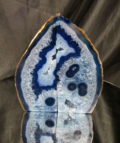 Blue Natural Edge Microcrystalline Quartz Premium Bookends 2 Ornament Handpicked Size 1.316kg H17xW15xD5.5cm