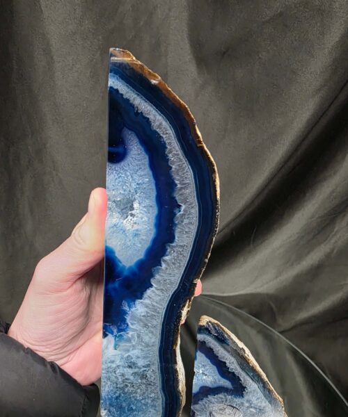 Blue Natural Edge Microcrystalline Quartz Premium Bookends 2 Ornament Handpicked Size 1.316kg H17xW15xD5.5cm - Image 9