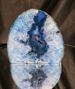 Blue Natural Edge Microcrystalline Quartz Premium Bookends 3 Ornament Handpicked Size 2.012kg H13.5xW14.5xD7cm