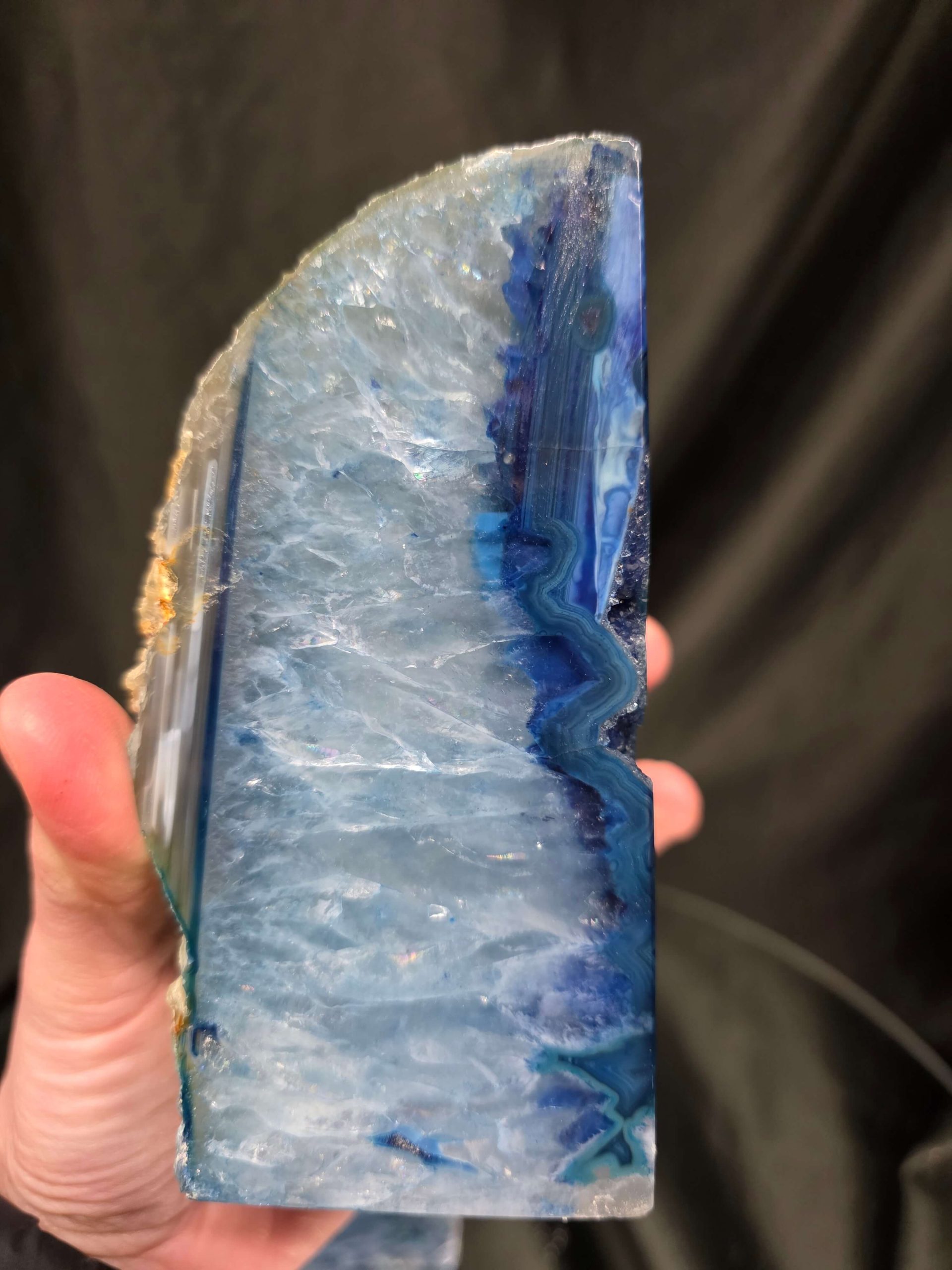 Blue Natural Edge Microcrystalline Quartz Premium Bookends 3 Ornament Handpicked Size 2.012kg H13.5xW14.5xD7cm - Image 11