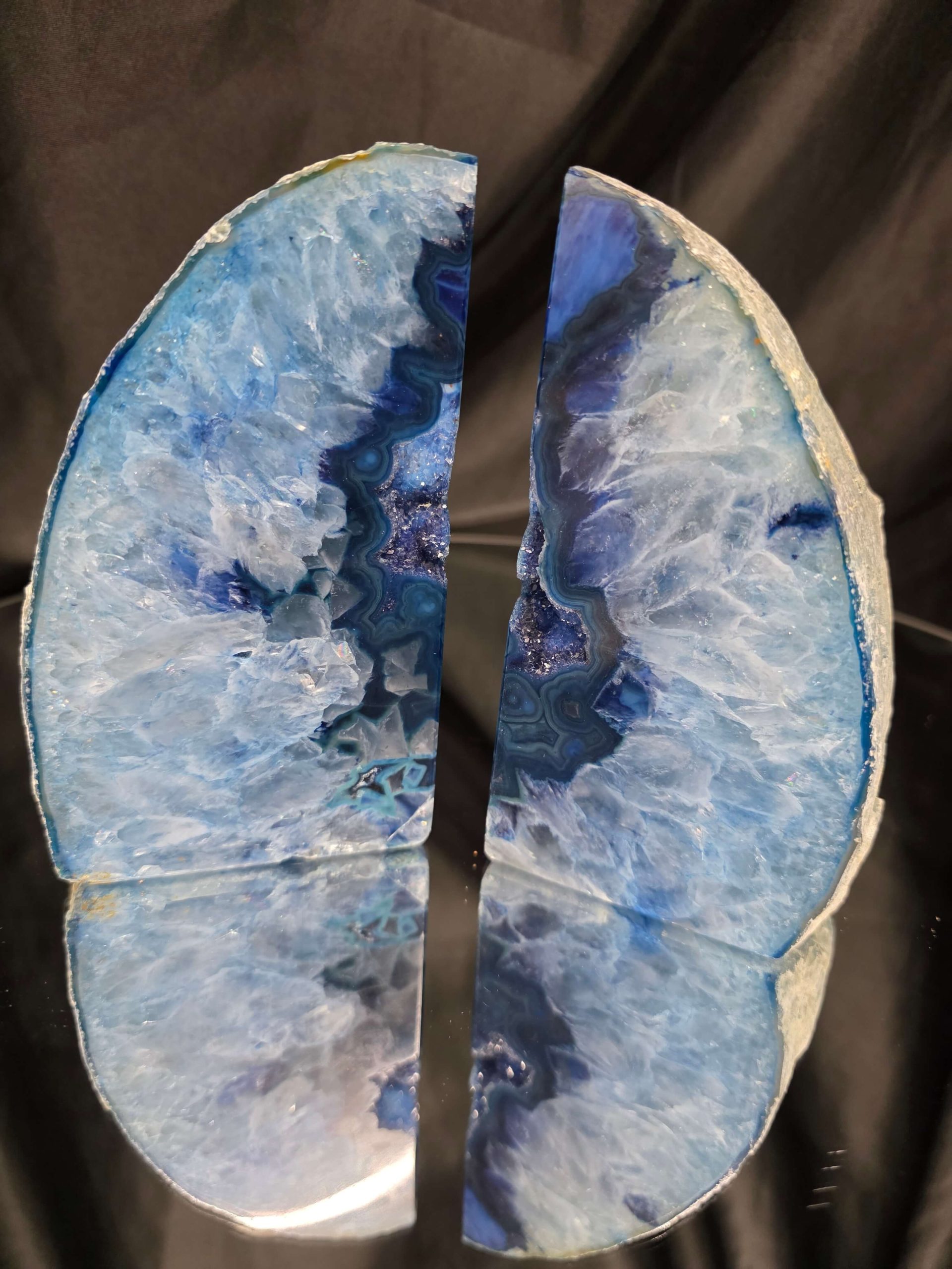 Blue Natural Edge Microcrystalline Quartz Premium Bookends 3 Ornament Handpicked Size 2.012kg H13.5xW14.5xD7cm - Image 12