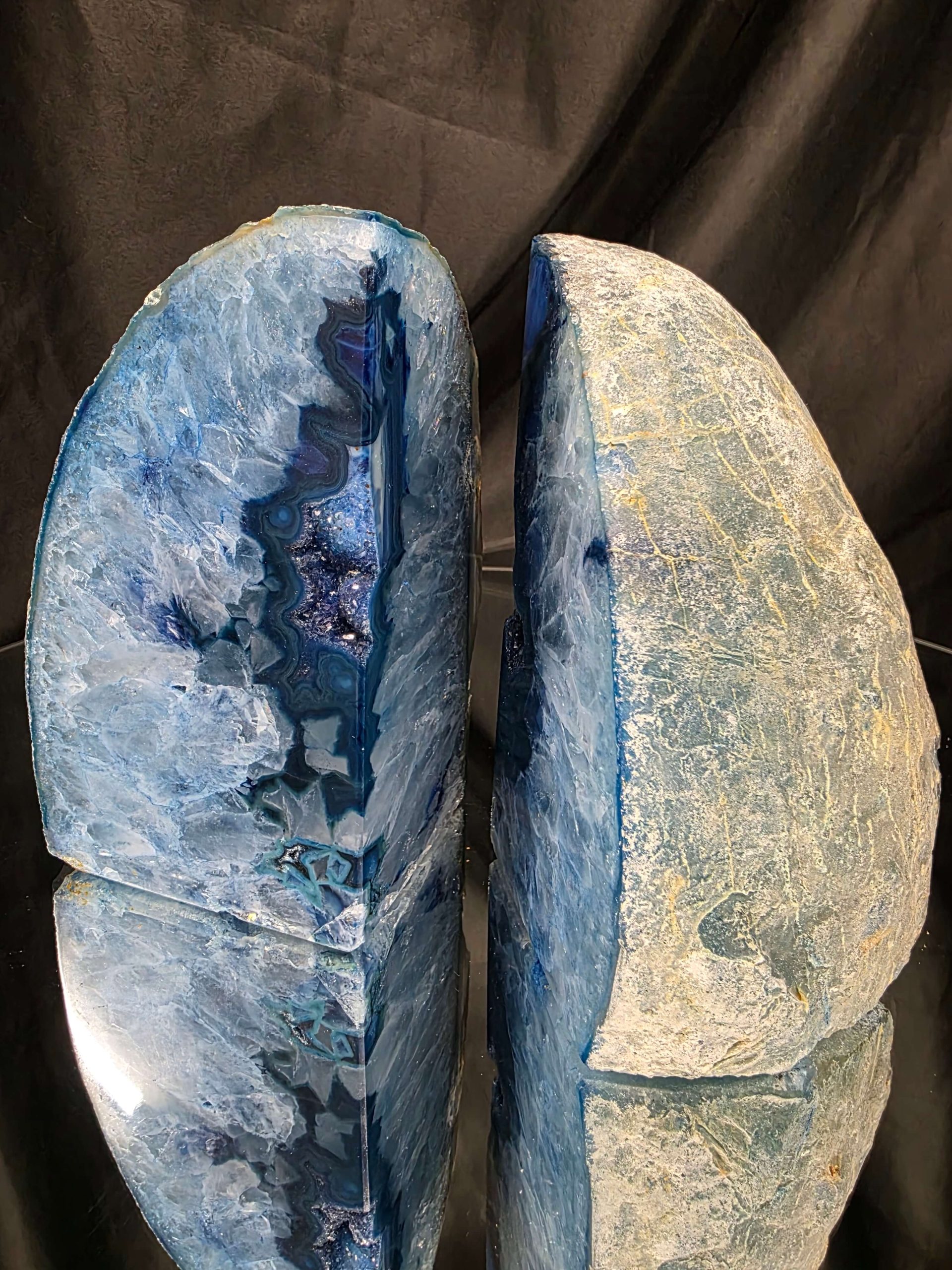 Blue Natural Edge Microcrystalline Quartz Premium Bookends 3 Ornament Handpicked Size 2.012kg H13.5xW14.5xD7cm - Image 13