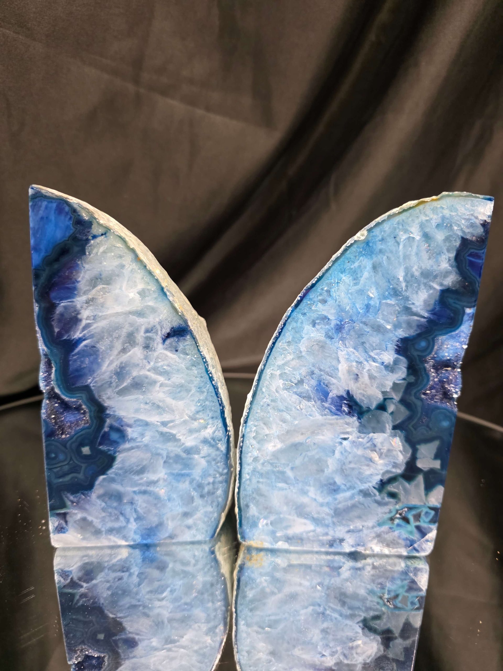 Blue Natural Edge Microcrystalline Quartz Premium Bookends 3 Ornament Handpicked Size 2.012kg H13.5xW14.5xD7cm - Image 15