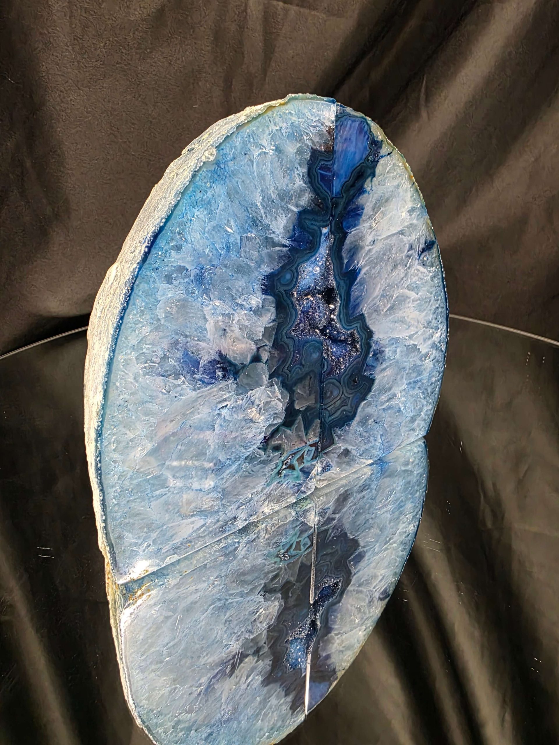 Blue Natural Edge Microcrystalline Quartz Premium Bookends 3 Ornament Handpicked Size 2.012kg H13.5xW14.5xD7cm - Image 3