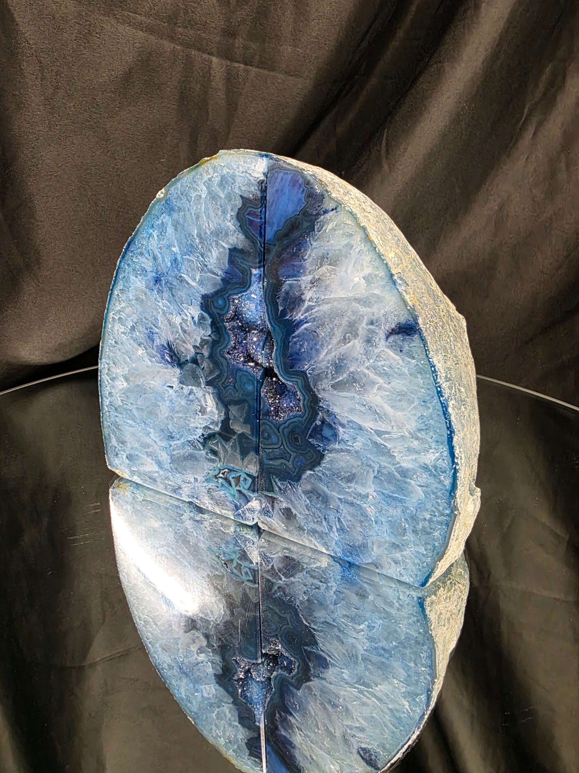 Blue Natural Edge Microcrystalline Quartz Premium Bookends 3 Ornament Handpicked Size 2.012kg H13.5xW14.5xD7cm - Image 4