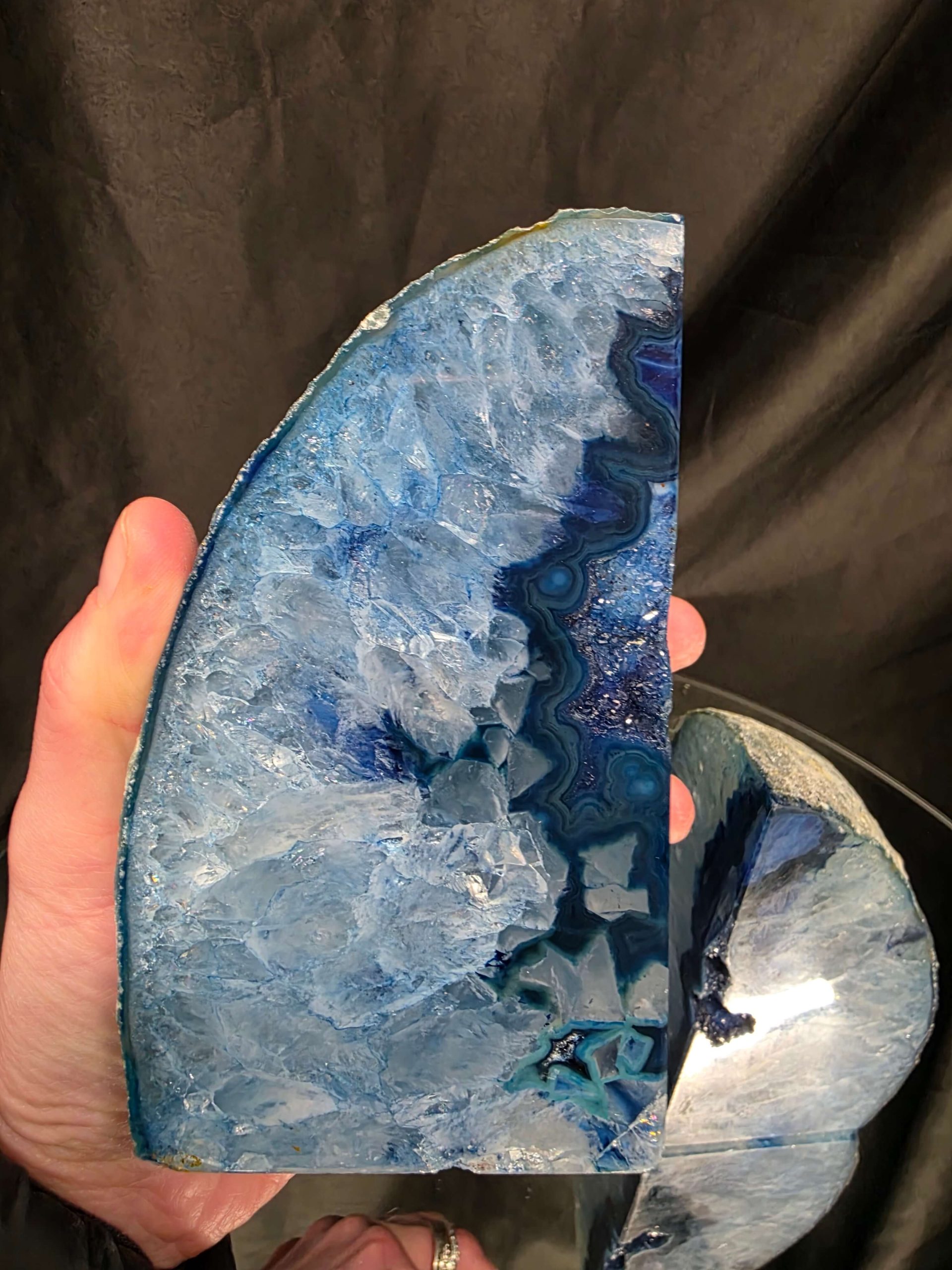 Blue Natural Edge Microcrystalline Quartz Premium Bookends 3 Ornament Handpicked Size 2.012kg H13.5xW14.5xD7cm - Image 8