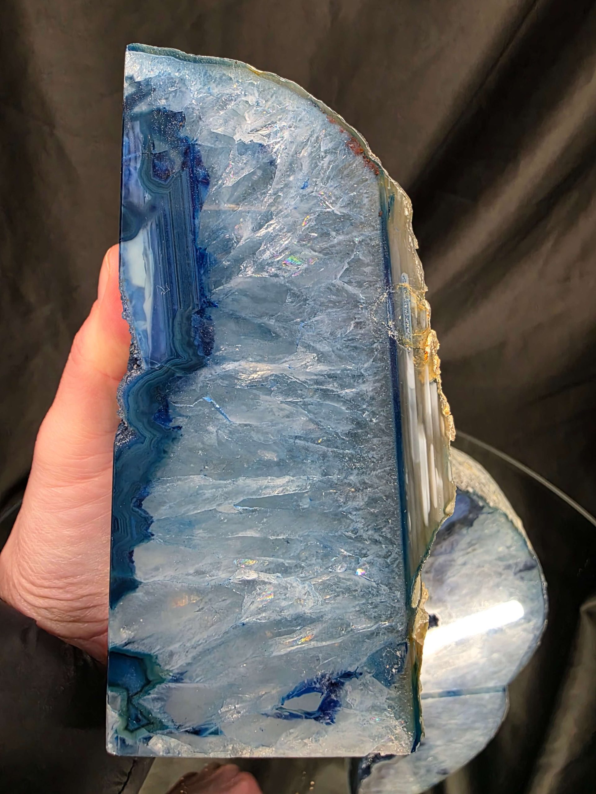 Blue Natural Edge Microcrystalline Quartz Premium Bookends 3 Ornament Handpicked Size 2.012kg H13.5xW14.5xD7cm - Image 9