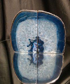 Blue Agate Silver Edge Microcrystalline Quartz Premium Bookends 1 Ornament Handpicked Size 1.841kg H13.5xW18xD8cm