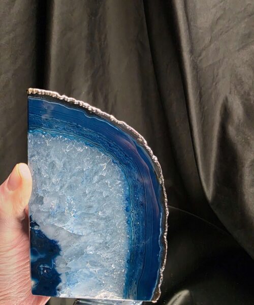 Blue Agate Silver Edge Microcrystalline Quartz Premium Bookends 1 Ornament Handpicked Size 1.841kg H13.5xW18xD8cm - Image 11