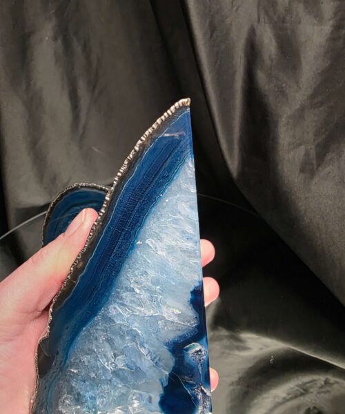 Blue Agate Silver Edge Microcrystalline Quartz Premium Bookends 1 Ornament Handpicked Size 1.841kg H13.5xW18xD8cm - Image 12