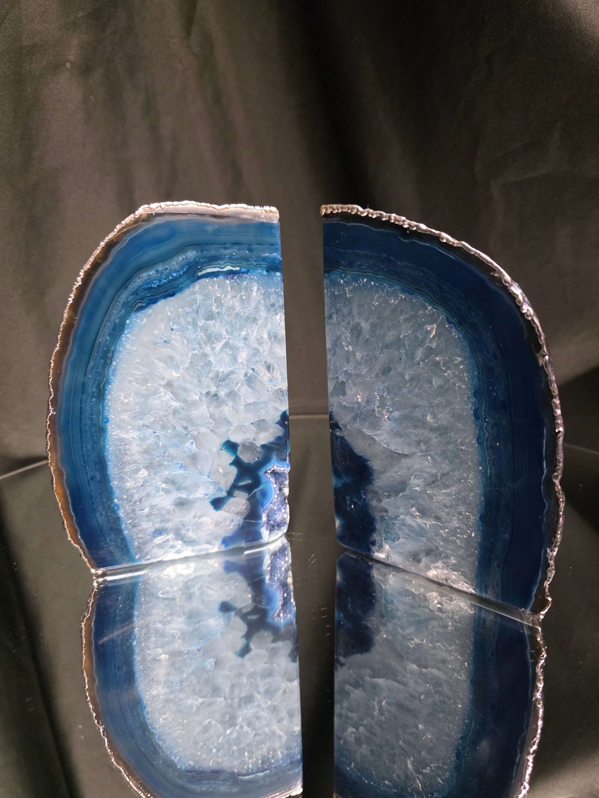 Blue Agate Silver Edge Microcrystalline Quartz Premium Bookends 1 Ornament Handpicked Size 1.841kg H13.5xW18xD8cm - Image 14