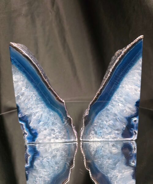 Blue Agate Silver Edge Microcrystalline Quartz Premium Bookends 1 Ornament Handpicked Size 1.841kg H13.5xW18xD8cm - Image 15