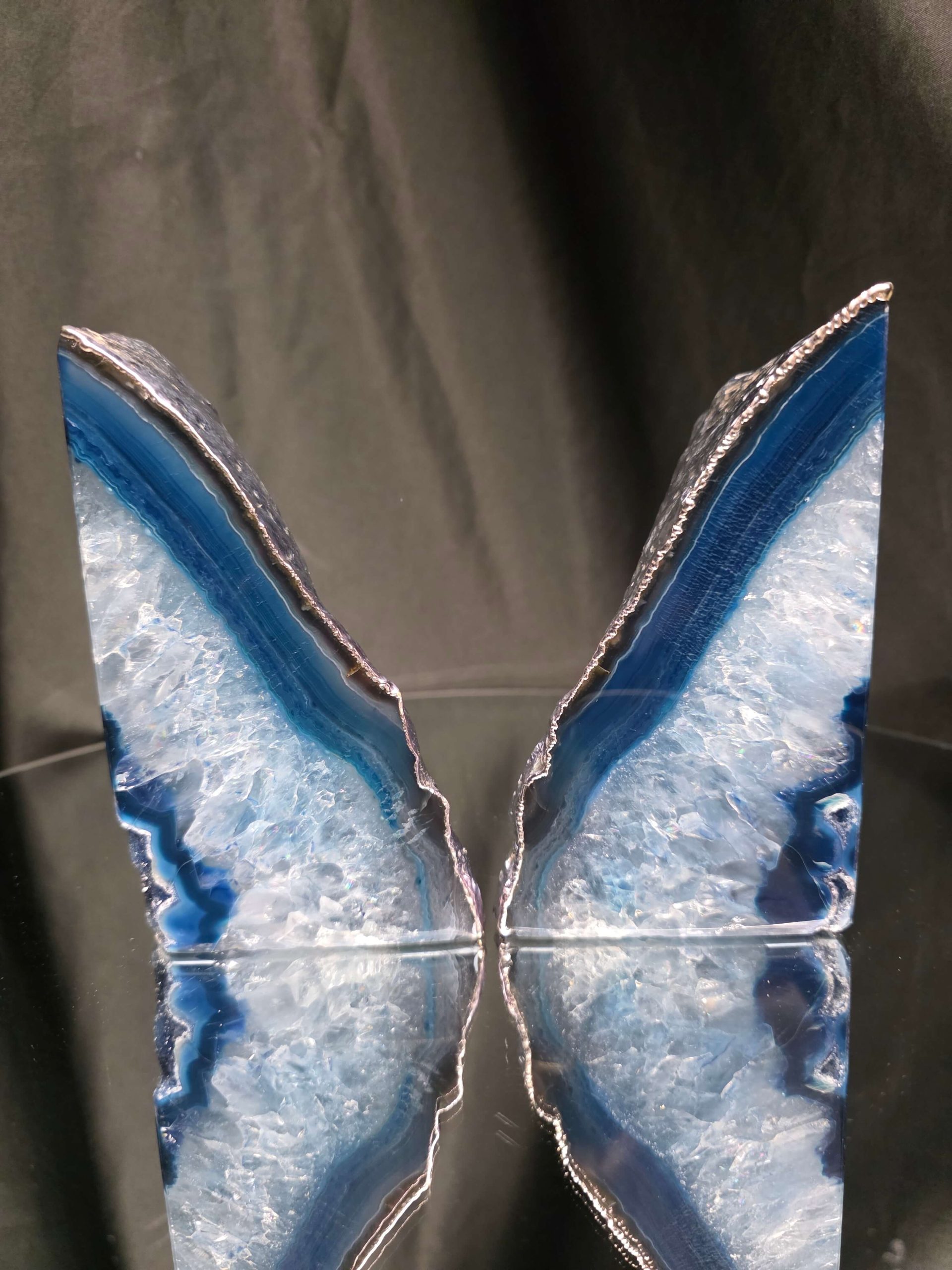 Blue Agate Silver Edge Microcrystalline Quartz Premium Bookends 1 Ornament Handpicked Size 1.841kg H13.5xW18xD8cm - Image 15