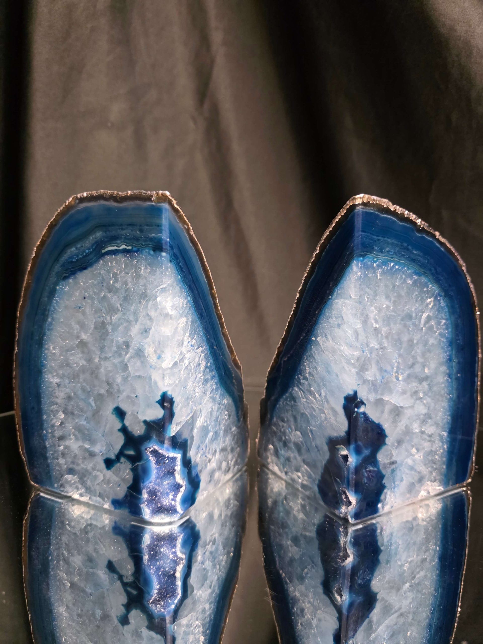 Blue Agate Silver Edge Microcrystalline Quartz Premium Bookends 1 Ornament Handpicked Size 1.841kg H13.5xW18xD8cm - Image 16