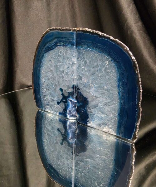 Blue Agate Silver Edge Microcrystalline Quartz Premium Bookends 1 Ornament Handpicked Size 1.841kg H13.5xW18xD8cm - Image 3